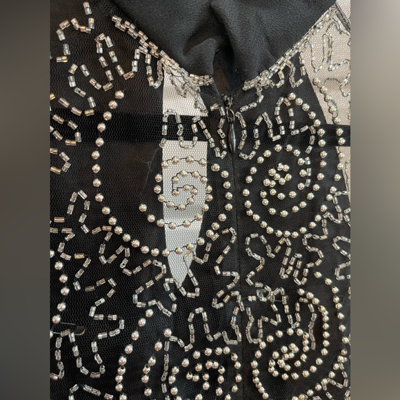 Vintage Showstopper Gown Illusion Beaded Back and Sleeves - Picture 10 of 16